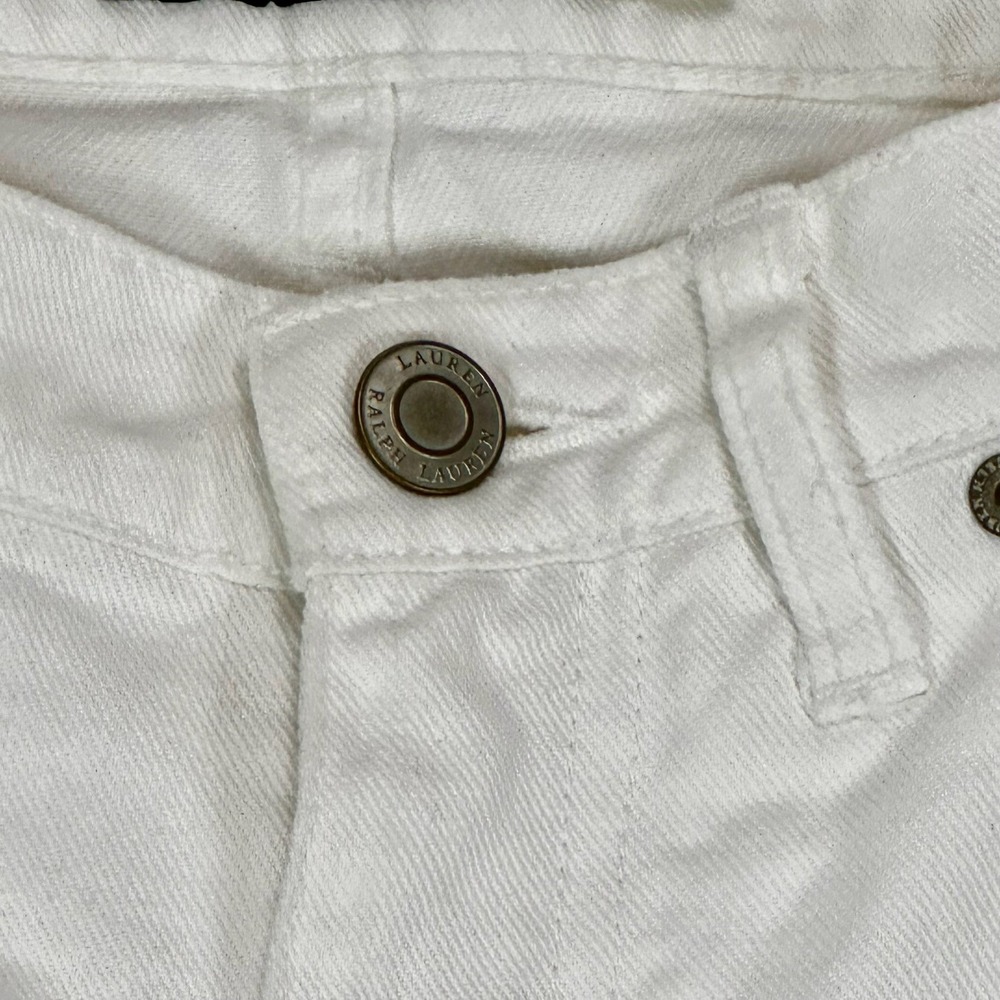 Lauren Ralph Lauren Womens White Eyelet Patchwork Distressed Straight‎ Jeans 4 - Picture 11 of 15